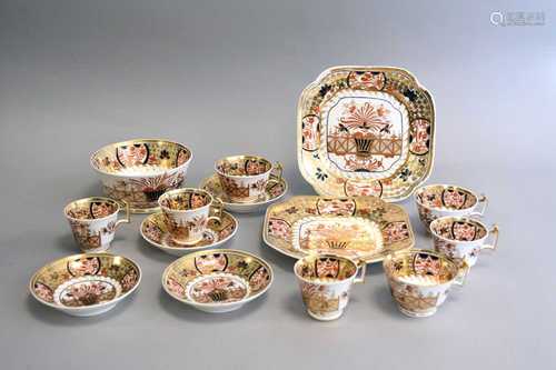 A Spode imari partial tea and cover service, early 19th cent...