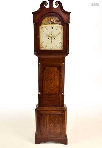 A Victorian oak and mahogany crossbanded, 8-day longcase clo...