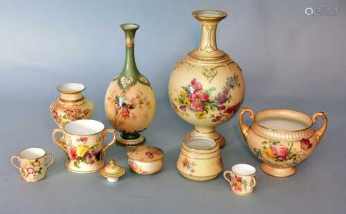 A group of Royal Worcester blush ivory ornamental wares