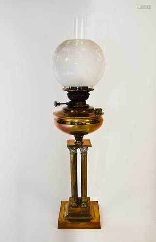 A brass oil lamp, circa 1900