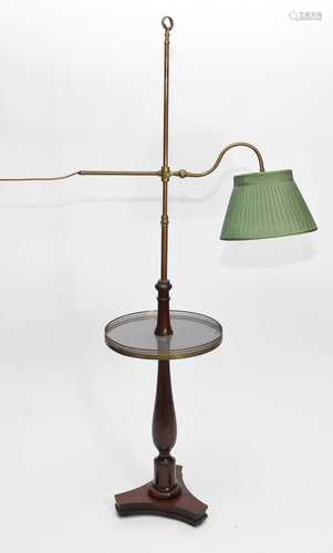 A recent mahogany and brass floor lamp, probably Vaughan of ...