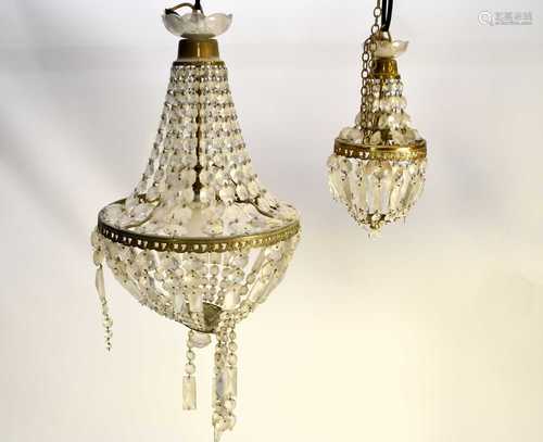 An Empire style beaded chandelier and another smaller