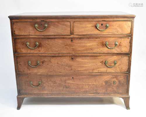 A George III mahogany veneered chest of drawers