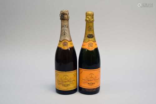 Two bottles of Veuve Clicquot Ponsardin Champagne