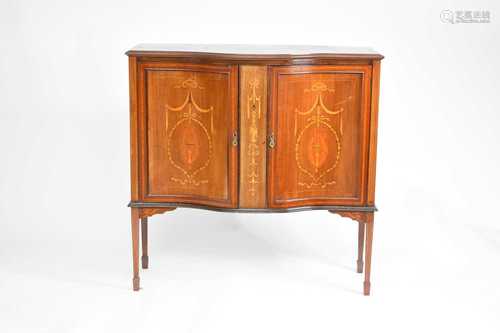 An Edwardian inlaid mahogany bow-front cabinet or sideboard ...