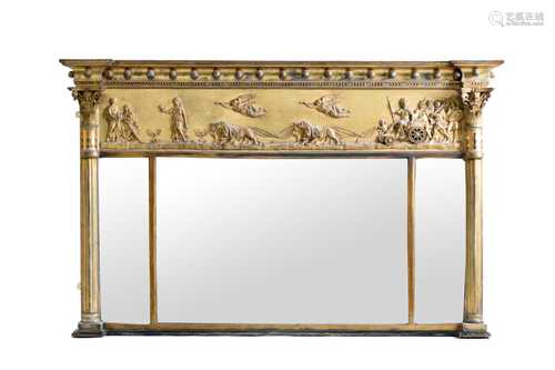 A Regency gilt gesso over-mantel mirror