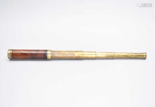 A mahogany-mounted brass four-draw telescope and a cased mar...