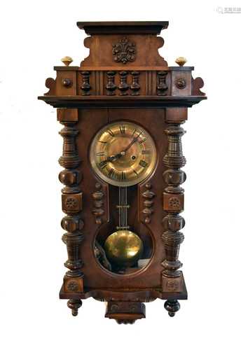 A late 19th century Austrian, walnut wall clock