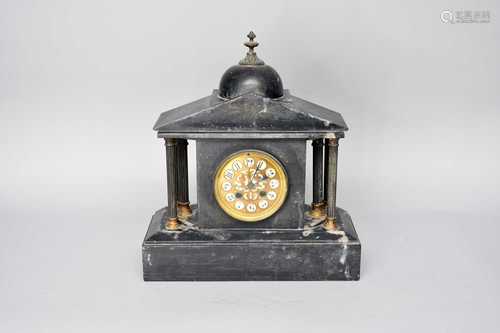 A late Victorian slate marble mantel clock