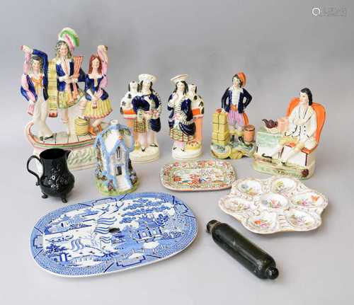 A group of Staffordshire pottery and other ceramics