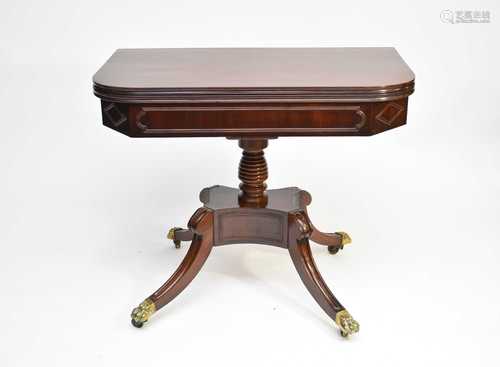 A 19th century mahogany fold-over tea table