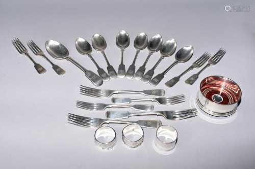 A collection of silver and plate