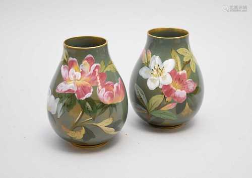 Pair of Doulton Lambeth faience vases