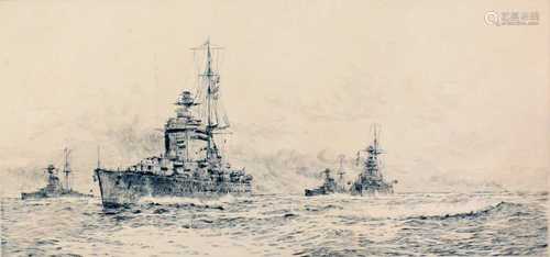 Rowland Langmaid (1897-1956) Atlantic Fleet Battleships at S...