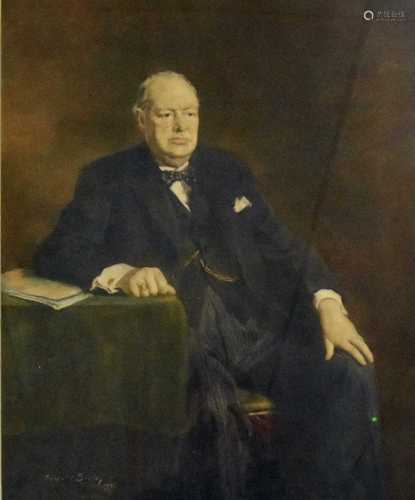 Lawrence Josset (1910-1995) Winston Churchill Mezzotint