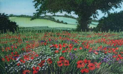 Alison Holt (British Contemporary) Poppy Fields Embroidery