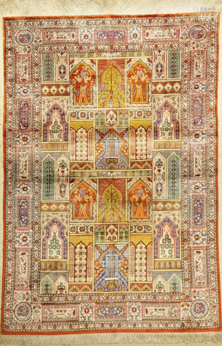 Qum silk old, Persia, approx. 60 years, pure natural