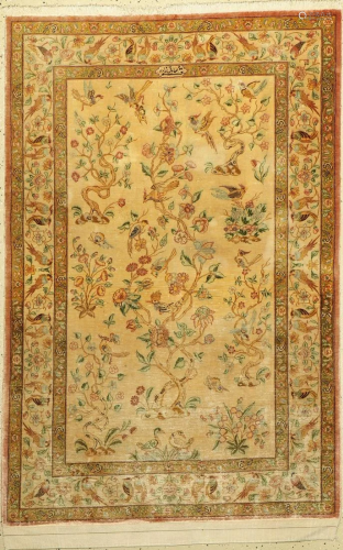 Qum silk fine signed, (Sadegh Zadeh) Persia, approx. 60