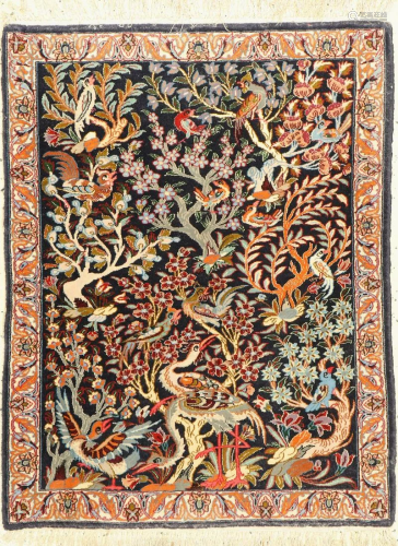 Isfahan fine, Persia, approx. 60 years, wool on cotton