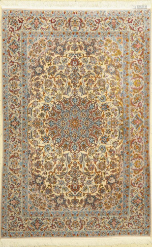 Isfahan fine, (silk ground), Persia, around 1950, wool