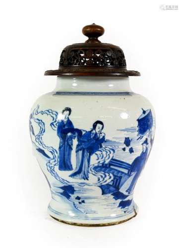 A Chinese Porcelain Jar, Kangxi, of baluster form, painted i...