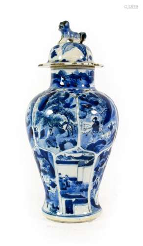 A Chinese Porcelain Vase, Kangxi, of lappet moulded baluster...