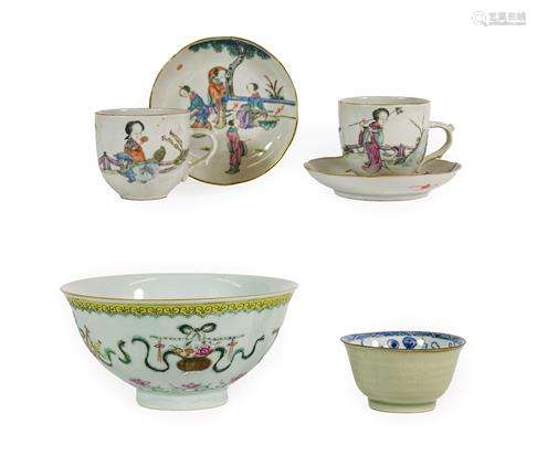 A Pair of Chinese Porcelain Coffee Cups and Saucers, Tongzhi...