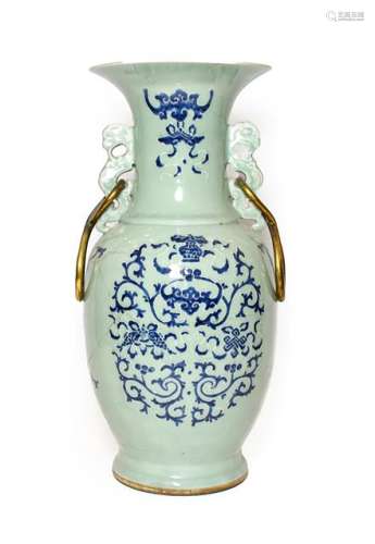 A Chinese Porcelain Baluster Vase, 19th century, with stylis...