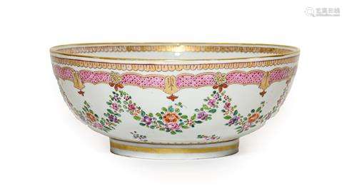 A Samson of Paris Porcelain Punch Bowl, 19th century, painte...