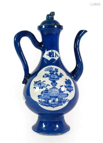 A Chinese Porcelain Ewer and Cover, Kangxi, of pear form wit...