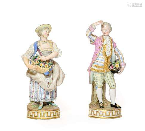 A Pair of Meissen Porcelain Figures of Flower Sellers, late ...