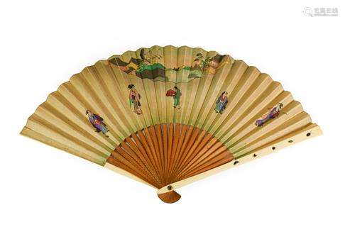 A Japanese Ivory and Shibayama Fan, Meiji period, the guards...