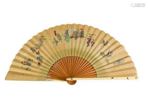 A Japanese Ivory and Shibayama Fan, Meiji period, the guards...
