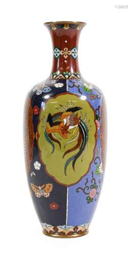 A Japanese Cloisonné Enamel Vase, Meiji period, of baluster ...
