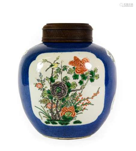 A Chinese Porcelain Ginger Jar, 19th century, painted in fam...