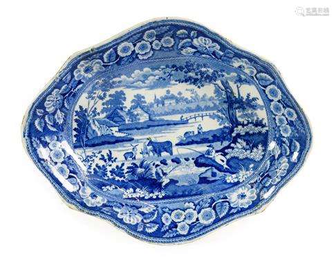 A Pair of John Meir Pearlware Dishes, circa 1820, of lobed o...