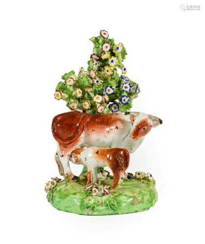 A Matched Pair of Derby Porcelain Cow and Calf Groups, circa...