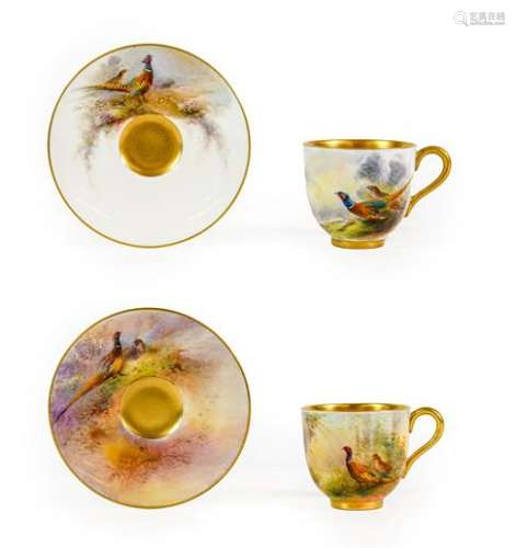 A Royal Worcester Porcelain Miniature Cup and Matched Saucer...