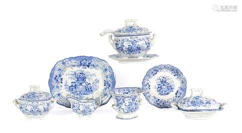 A Staffordshire Pottery Miniature Dinner Service, possibly W...