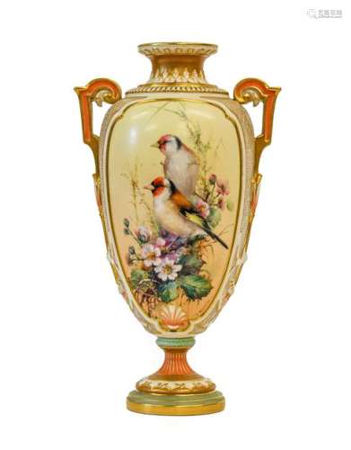 A Royal Worcester Porcelain Vase, by Charles Baldwin, 1901, ...