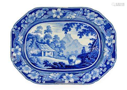 A Staffordshire Pearlware Platter, circa 1820, printed in un...