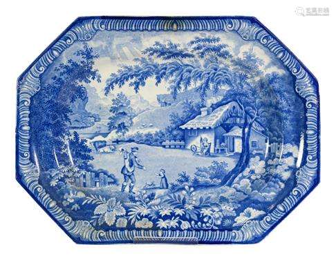 A Brameld Pearlware Platter, circa 1820, printed in undergla...