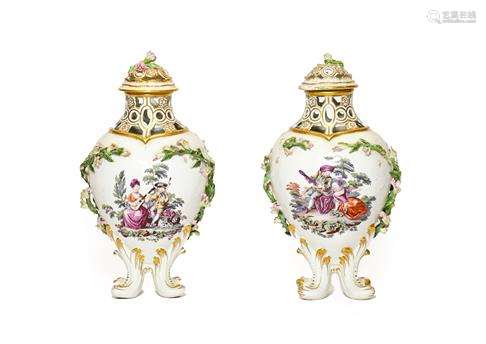 A Pair of Chelsea Gold Anchor Period Porcelain Baluster Vase...