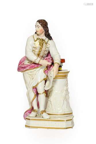 A Derby Porcelain Figure of Milton, circa 1780, standing hol...