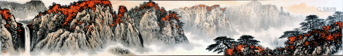 CHINESE HAND SCROLL PAINTING OF MOUNTAIN VIEWS SI…