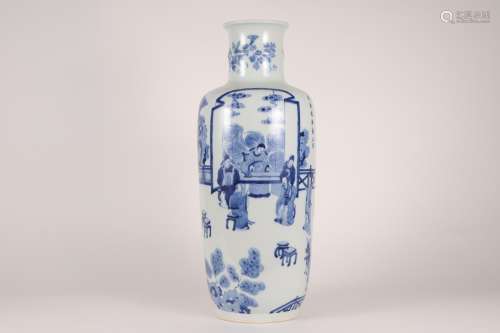 CHINESE PORCELAIN BLUE AND WHITE FIGURES AND STORY V…