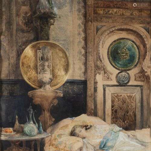 *Leopoldina BORZINO (1826-1902) Jeune femme allongée dans un...