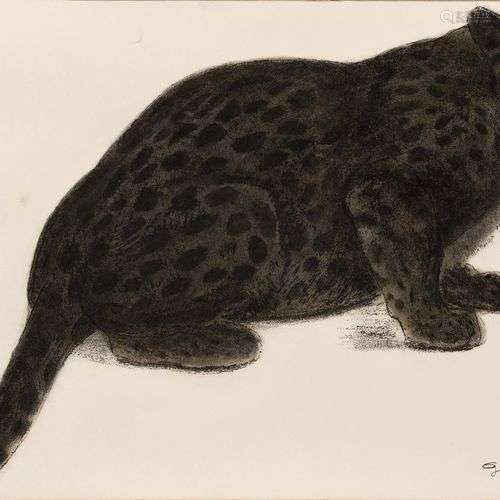Georges Lucien GUYOT(1885-1973) Jaguar aux aguets Estampe si...