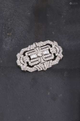 Grande BROCHE plaque de corsage en platine à motifs géométri...