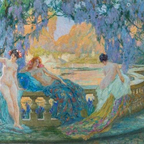 *Paul Jean GERVAIS (1859-1944) Jeunes femmes au bain Huile s...